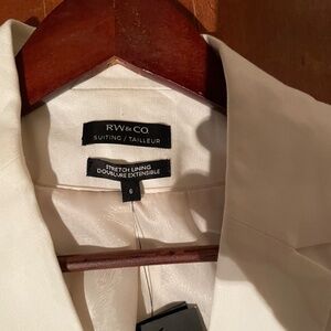 White Linen Blazer Pant Suit